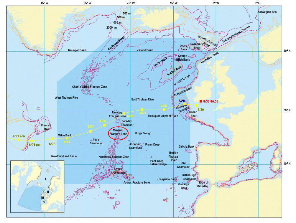 Location of Maxwell fracture zone